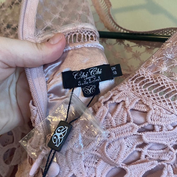 Blush Pink A-Line Lace Dress - Picture 5 of 6